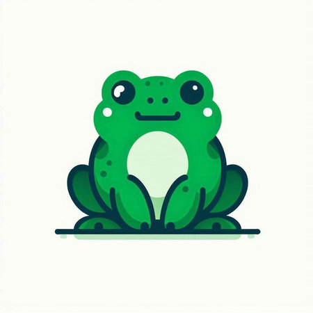 Frog icon. Cute cartoon green frog. Vector illustration.のイラスト素材