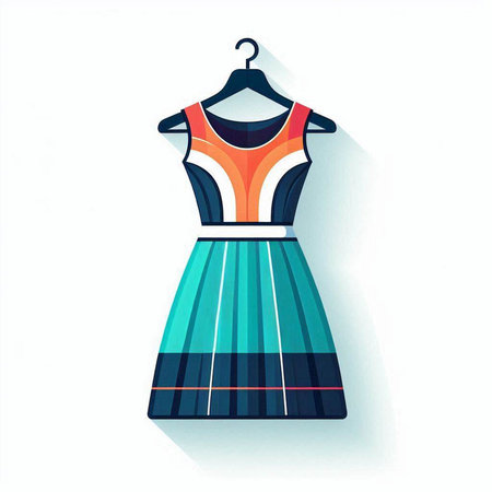 Dress on a hanger. Vector illustration in flat style.のイラスト素材