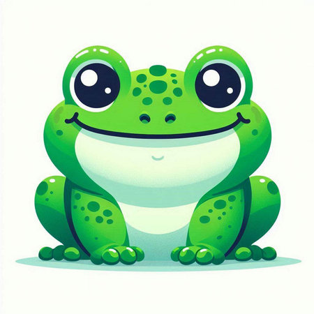 Cute cartoon frog isolated on a white background. Vector illustration.のイラスト素材