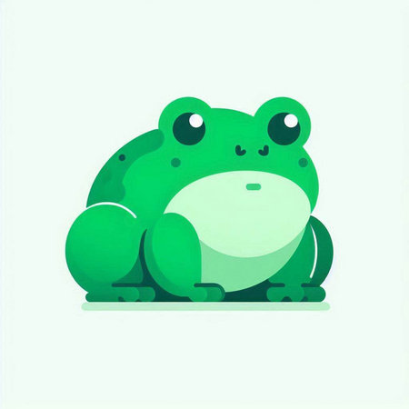Green frog icon on white background. Flat style. Vector illustration.のイラスト素材