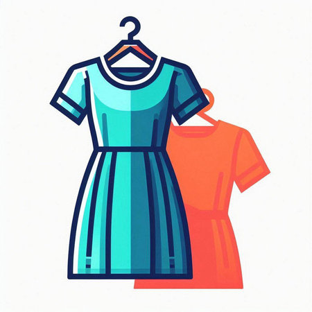 Women's dress on a hanger on a white background. Vector illustration.のイラスト素材