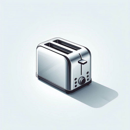 Toaster with shadow on a white background. 3d illustration.のイラスト素材