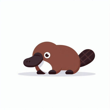 Cute cartoon platypus on white background. Vector illustration.のイラスト素材
