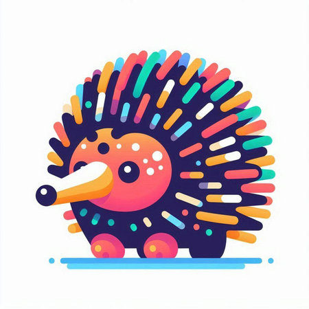 Cute hedgehog isolated on a white background. Vector illustration.のイラスト素材