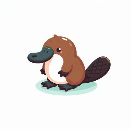 Cute cartoon platypus on white background. Vector illustration.のイラスト素材
