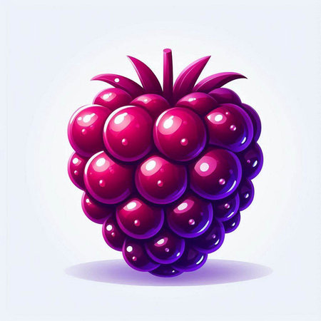 Illustration of a ripe raspberry on a white background, vector illustration