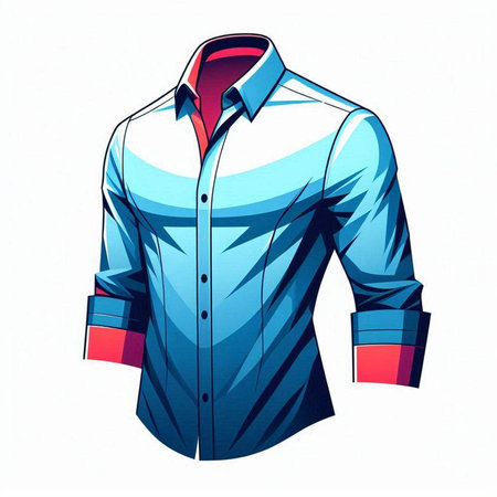 Illustration of a blue shirt on a white background, vector illustrationのイラスト素材