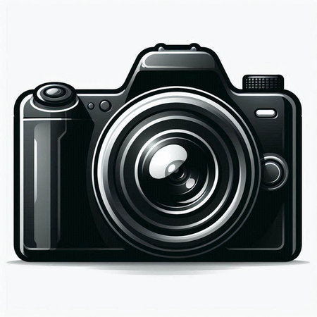 Illustration of a black digital camera on a white background - vectorのイラスト素材