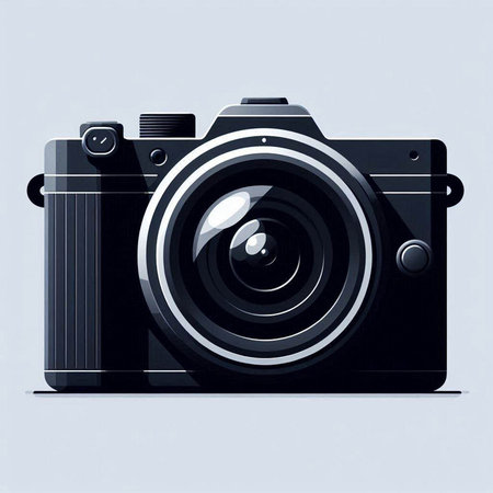 Retro camera on a gray background. Vector illustration. Eps 10のイラスト素材