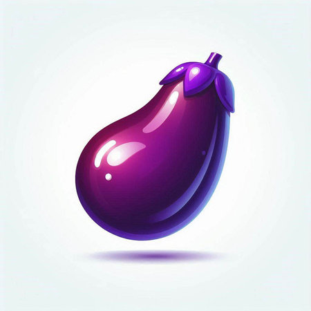 Illustration of a purple eggplant isolated on a white background.のイラスト素材