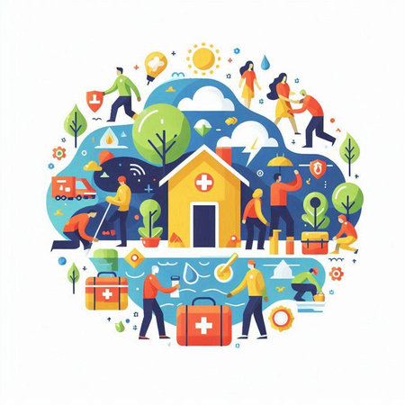 Flat design vector illustration concept of health care and medical services.のイラスト素材