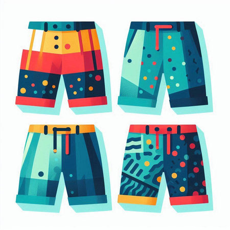 Watercolor summer shorts. Vector illustration isolated on a white background.