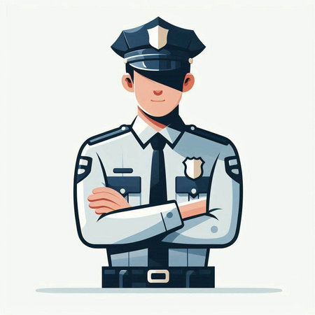 Policeman. Policeman in uniform. Vector illustration in cartoon style