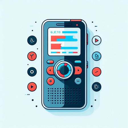 Retro music player on smartphone screen. Vector illustration in flat styleのイラスト素材