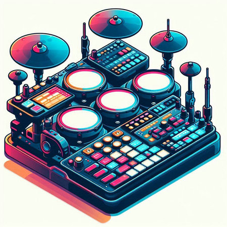 Dj kit isometric vector illustration. 3d dj equipment.