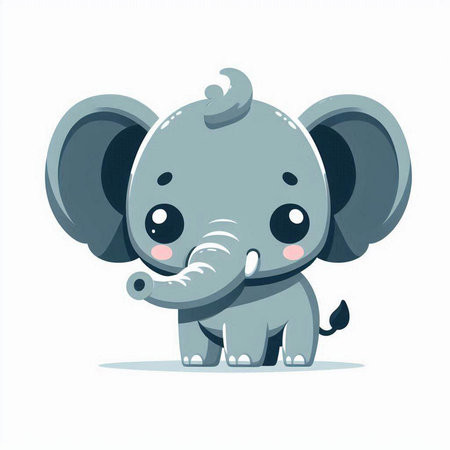 Cute cartoon elephant isolated on a white background. Vector illustration.のイラスト素材