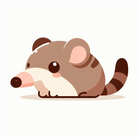 Cute cartoon rat isolated on white background. Vector stock illustration.のイラスト素材