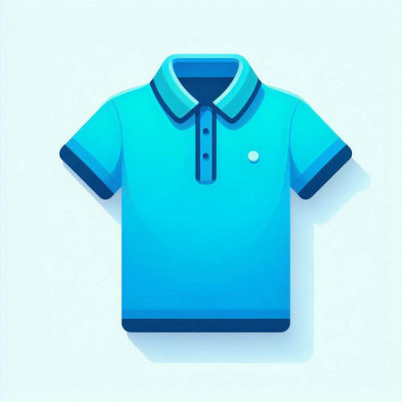 Blue polo shirt isolated on light blue background. Vector illustration.のイラスト素材
