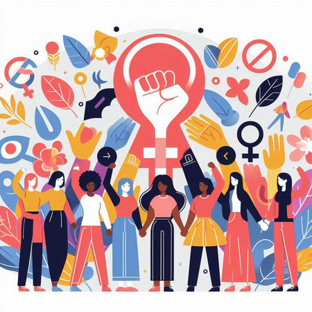 Concept of gender equality and human rights. Vector illustration in flat styleのイラスト素材