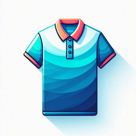 Blue polo shirt with shadow on white background. Vector illustration.のイラスト素材