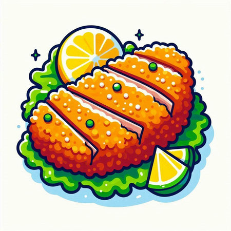 Illustration of salmon fillet with lemon on a white background.のイラスト素材