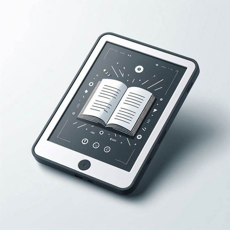 Smartphone with open book on screen. Education concept. 3D rendering