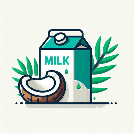 Coconut milk vector icon in flat style. Healthy organic food.のイラスト素材