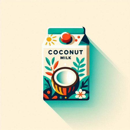 Coconut milk box, flat design style. Vector illustration.のイラスト素材