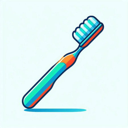 Toothbrush icon. Vector illustration of toothbrush with toothpaste.のイラスト素材