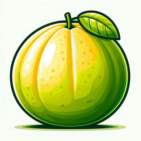 Illustration of a fresh green melon on a white background.のイラスト素材