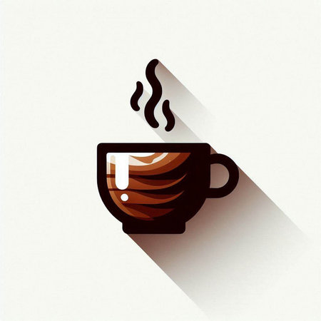 Coffee cup icon with long shadow. Vector Illustration.のイラスト素材
