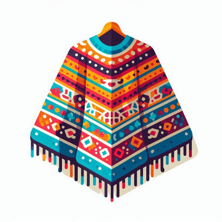 indian poncho isolated on a white background. vector illustrationのイラスト素材