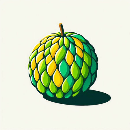 Soursop fruit isolated on a white background. Vector illustration.