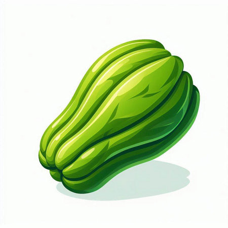 Green papaya isolated on white background. Vector illustration of papaya.のイラスト素材