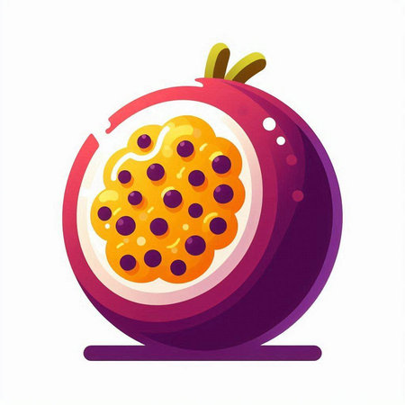 Passion fruit isolated on white background. Vector illustration in cartoon style.のイラスト素材