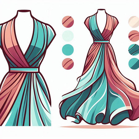 Wedding dress design set. Vector illustration. EPS 10.のイラスト素材