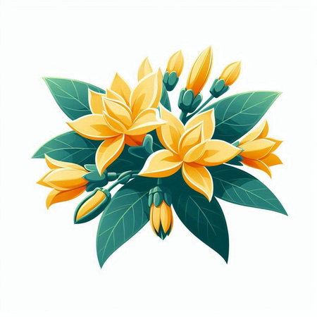 Bouquet of yellow flowers on a white background. Vector illustration.のイラスト素材