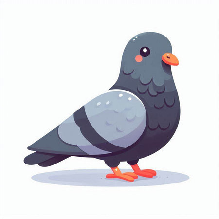 Pigeon isolated on white background. Vector illustration in flat style.のイラスト素材