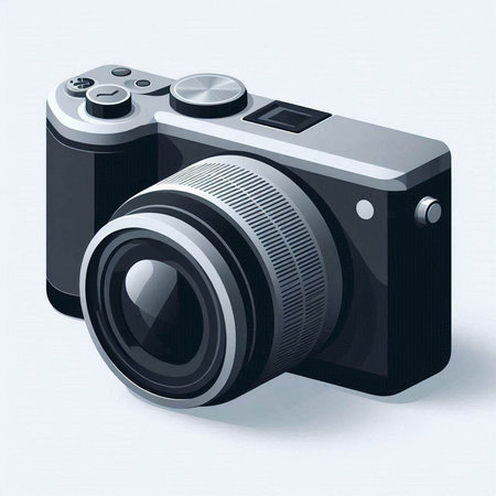 Digital SLR camera on a white background. 3d rendering.のイラスト素材