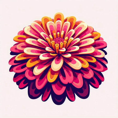 Illustration of a colorful chrysanthemum on a white backgroundのイラスト素材