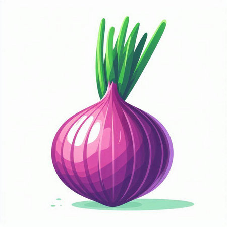 Illustration of a purple onion on a white background, vector illustrationのイラスト素材