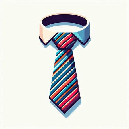Vector illustration of a striped necktie isolated on a white background.