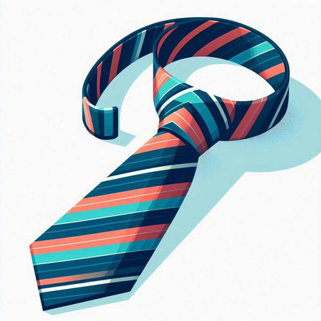 Illustration of a striped necktie on a white background with shadow