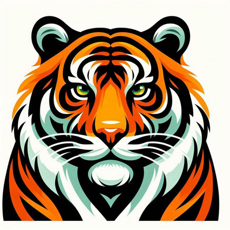 Tiger head. Vector illustration. Isolated on white background.