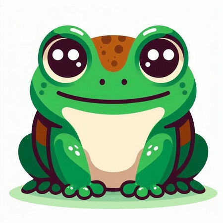 Cute cartoon frog isolated on a white background. Vector illustration.のイラスト素材