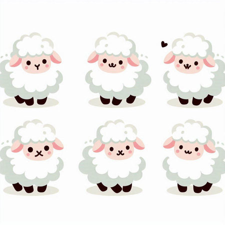 Sheep vector set. Cute cartoon sheep. Vector illustration.のイラスト素材