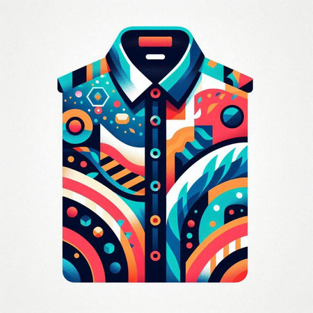 Colorful shirt with abstract pattern on white background. Vector illustration.のイラスト素材