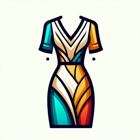 Illustration of women's dress. Colorful vector illustration on white background.のイラスト素材