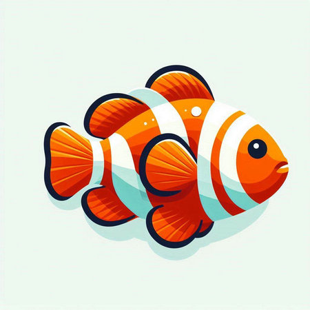 Clown anemone fish. Marine animal. Vector illustration.のイラスト素材