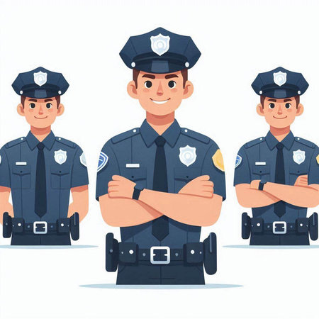 Police officer. Policeman in uniform. Vector illustration in cartoon style